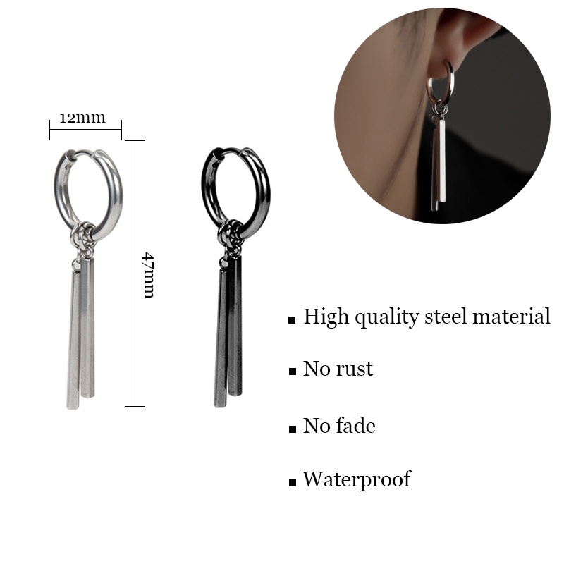 thumbnail image 2 of Black Magnetic Clip-On Hoop Earrings - Stainless Steel & Titanium - No Ear Hole 2 of 6
