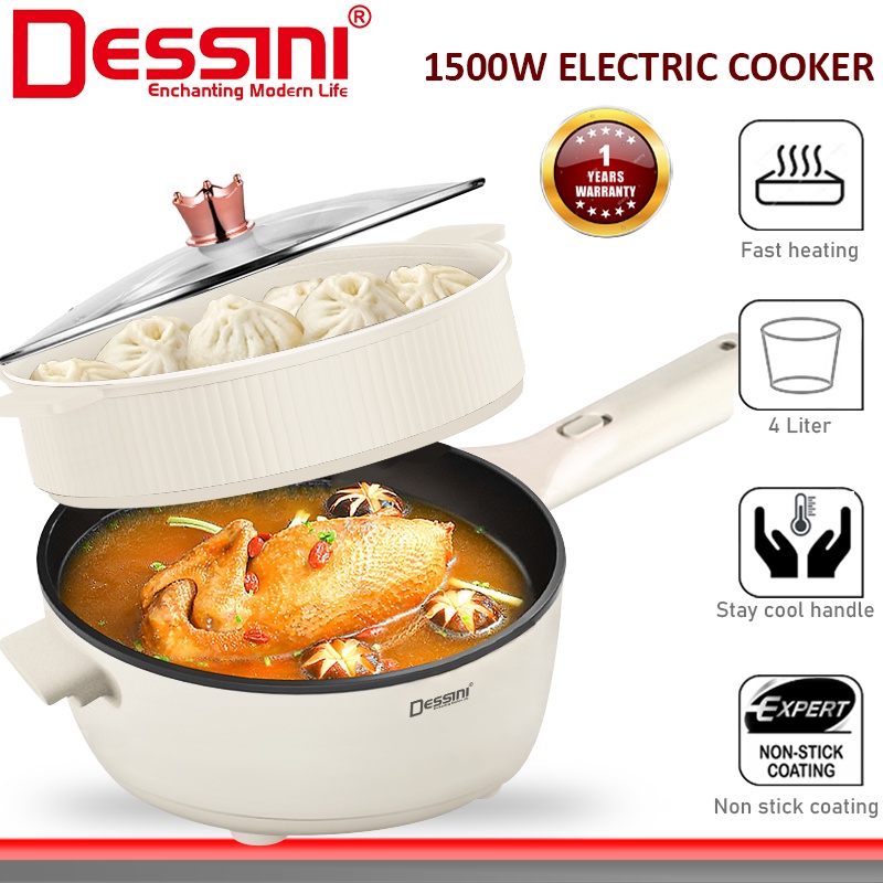 DESSINI ITALY Electric Cooker Steamboat Hot Pot Non Stick Frying Wok ...