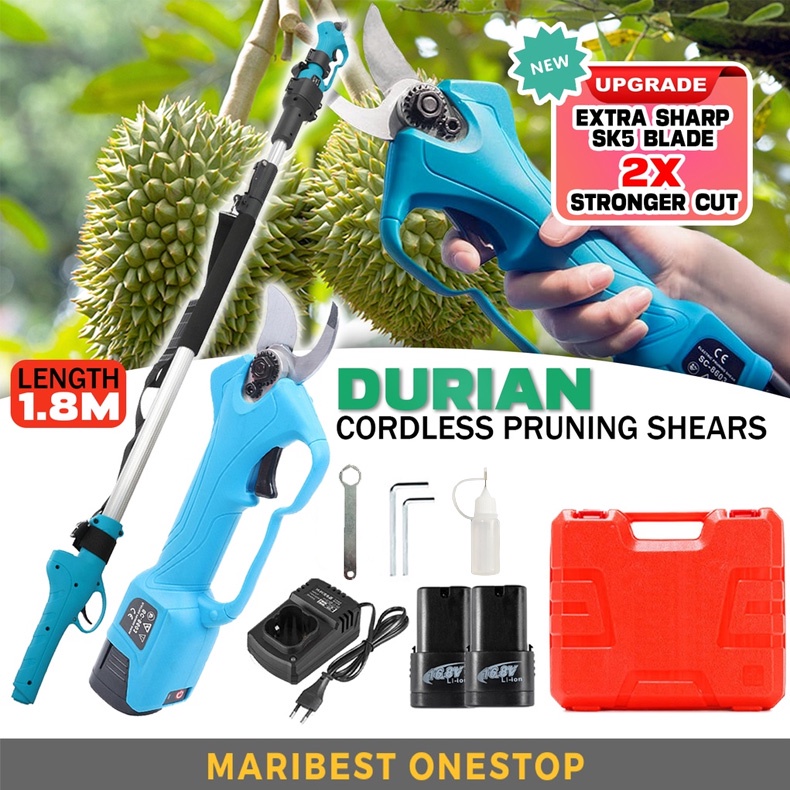 Durian Cordless Pruning Shears Heavy Duty Tree Cutter Gunting Pokok
