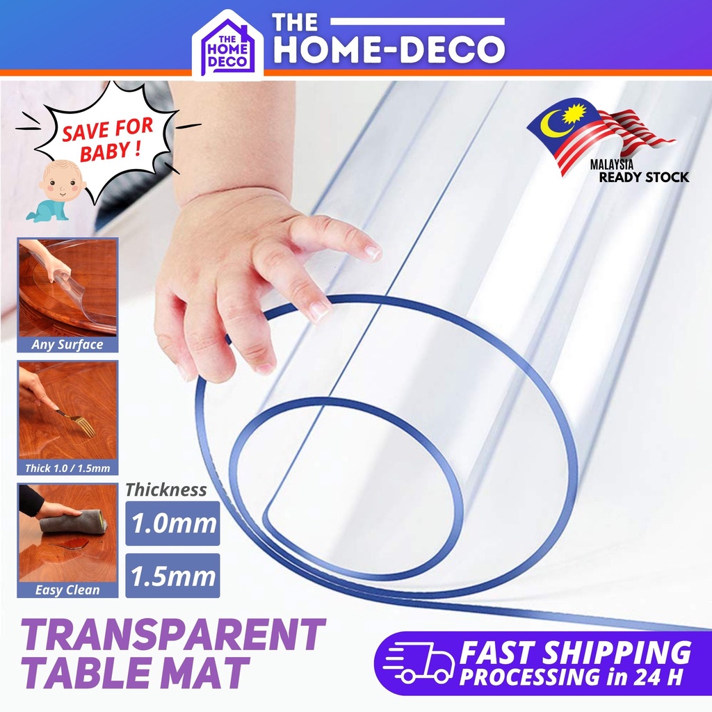 1.0mm / 1.5mm Thickness Transparent PVC Table Mat Clear Oilproof Easy