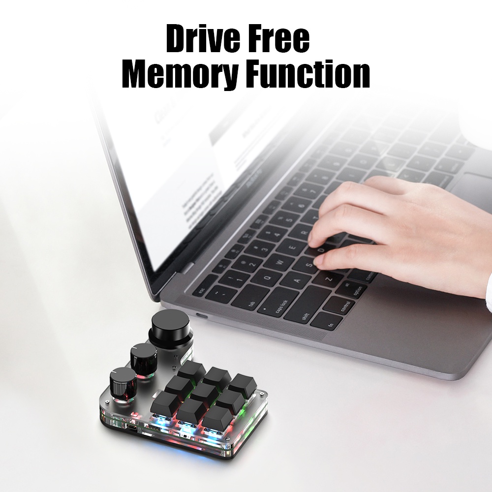 Custom Macro Keyboard Hot Swap Mini 9 Keys 3 Knob RGB Program 18 ...