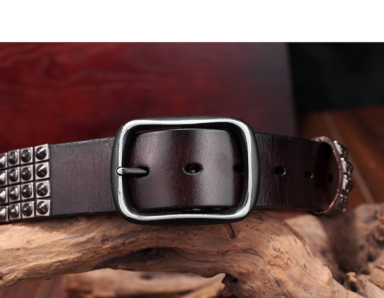 Luxury Metal Rivet Punk Hip-Hop Belt NEW Genuine Leather mens Studded ...