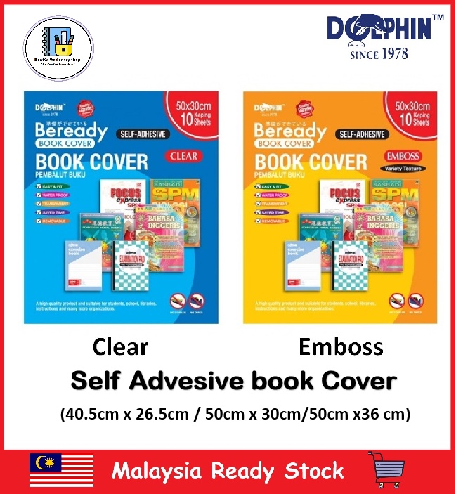 Dolphin Self-Adhesive Book Cover Wrapper /Pembalut Buku Sticker 10 ...
