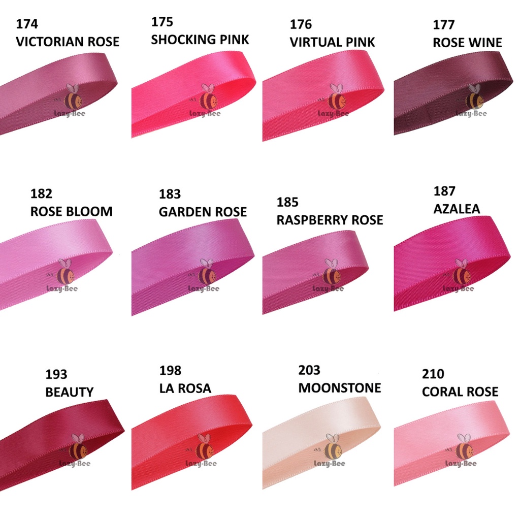LAZY BEE Red Azalea Pink 5 Meter Premium Double Faced Satin Ribbon Gift ...