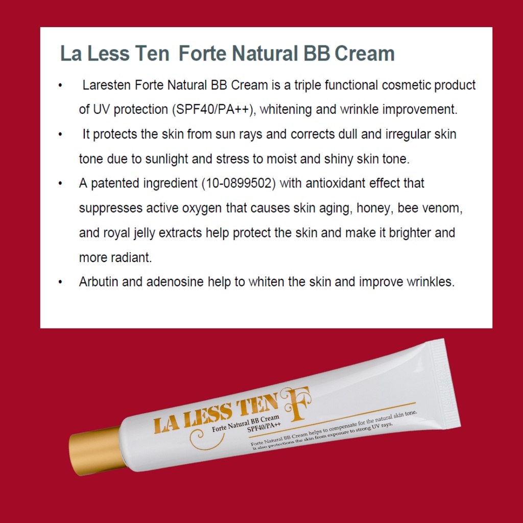 [LALESSTEN Forte] GR Natural BB CREAM SPF40/PA++ LIGHT COLOR 40ml ...