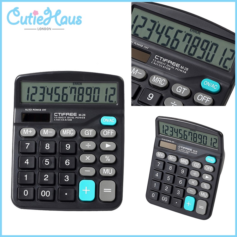 Jual 12-Digit Solar Calculator Dual Power Supply Large LCD Display Scientific Calculator Standard Function Calculator I.1640724809