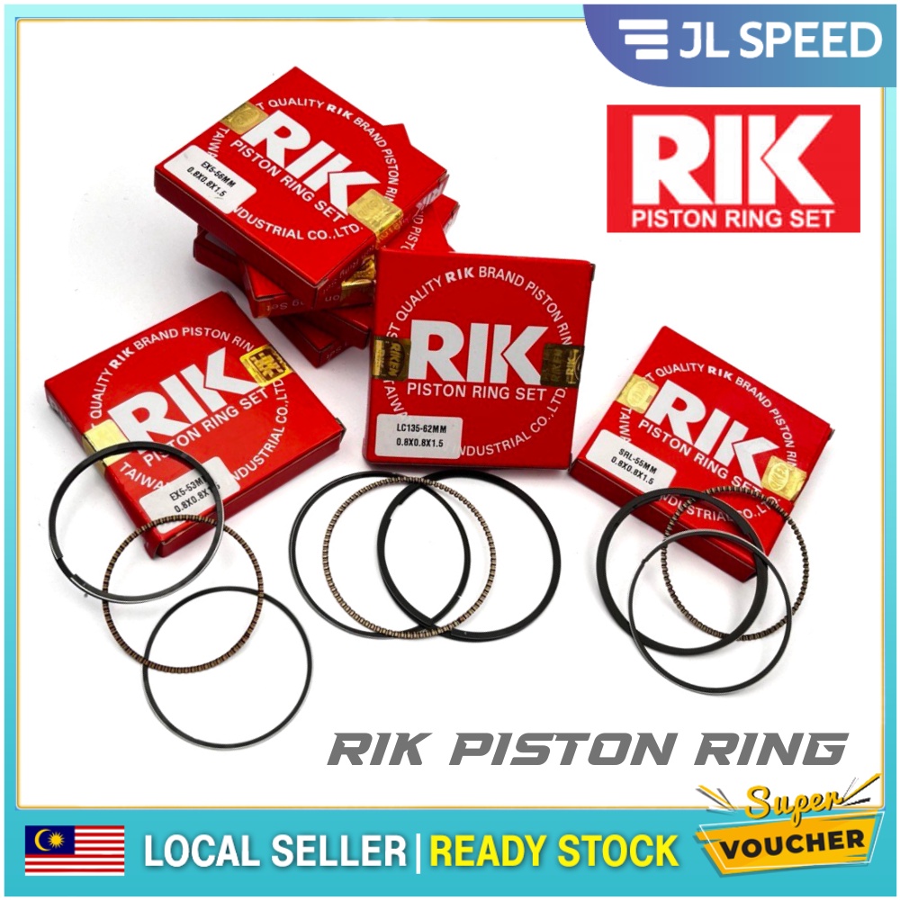 RIK RACING PISTON RING KIT LC135/ Y15 (57mm/62mm/63mm/65mm) EX5/ DREAM/ WAVE (53mm/56mm) SRL 110