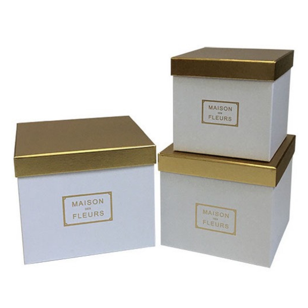 Square Gold Lining Flower Box Bouquet Box Square Maison Fleurs Gift Box ...