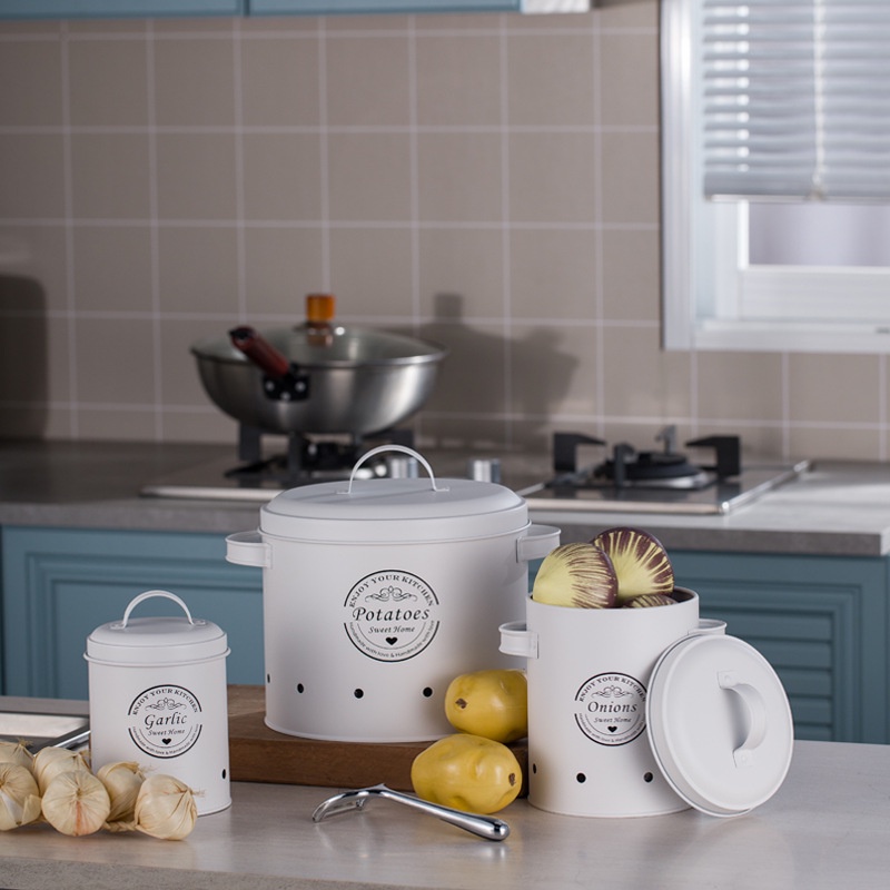 【PLAYFUL】Antique Potato Onion Kitchen Storage Jar Container Potato ...