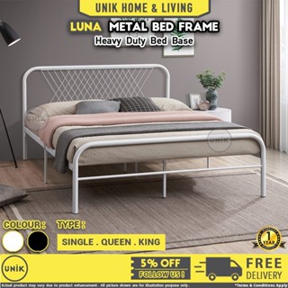 [UNIK] Luna Metal Bed Frame With Heavy Duty Bed Base | Katil Bujang ...