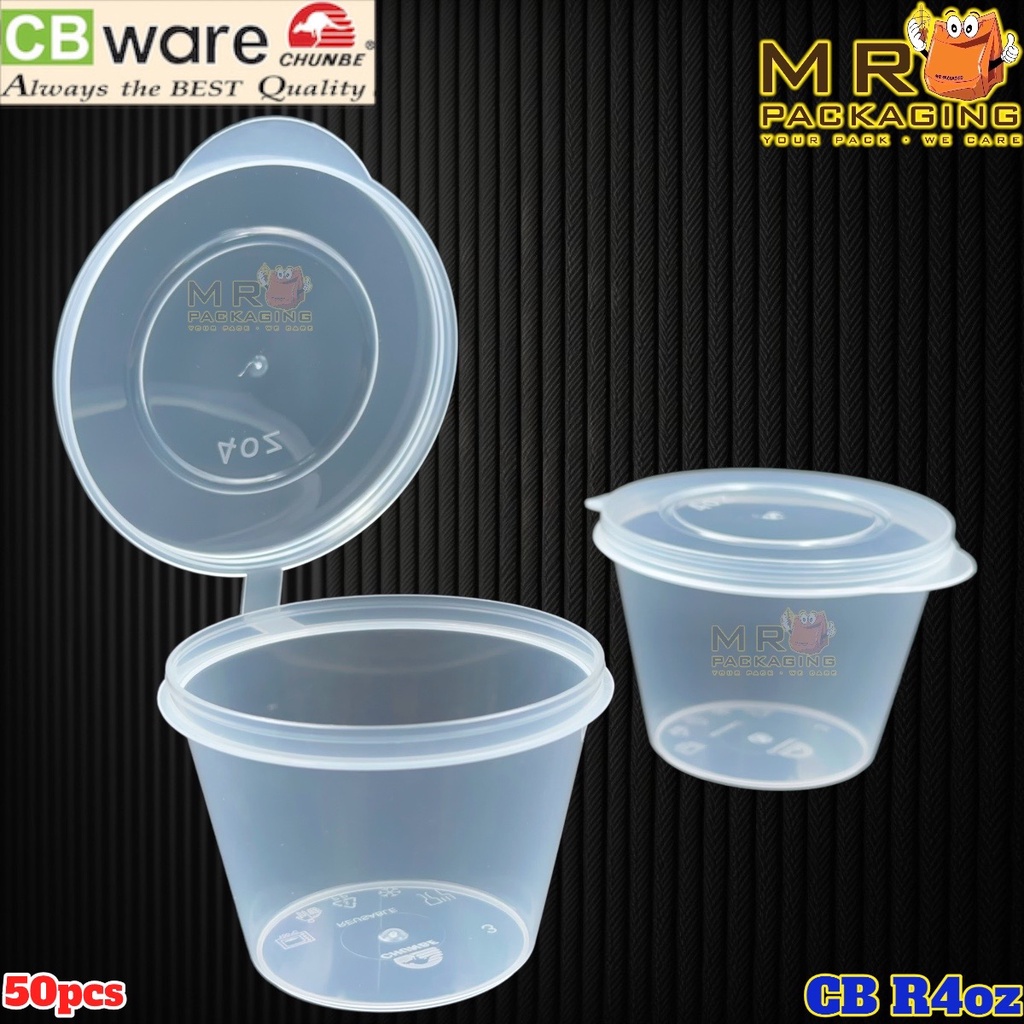 4oz Round Disposable Plastic Food Container Hinged Lid [ 50pcs± ] 4 oz ...