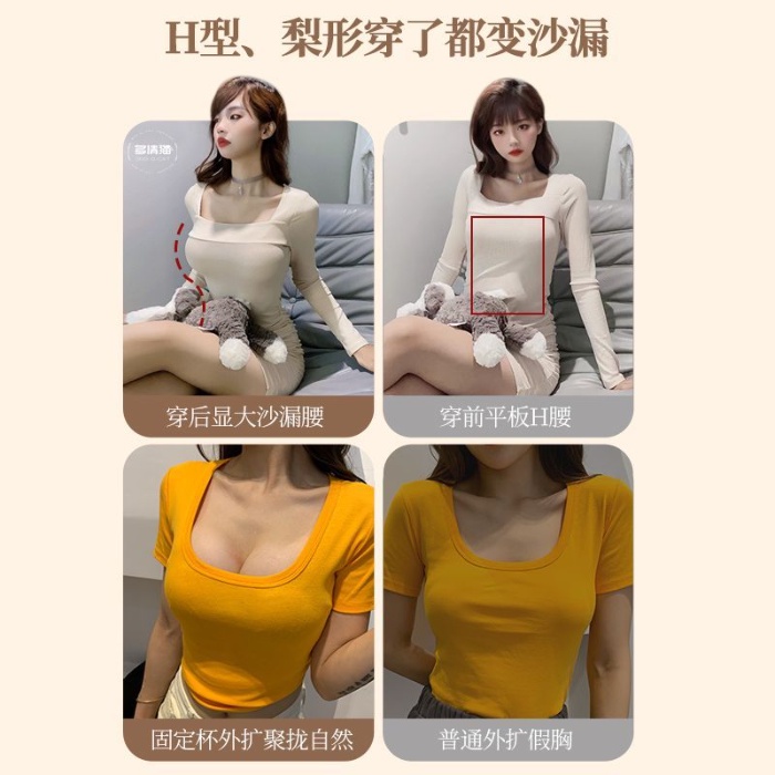 Sexy underwear External expansion Comic round breasts Female Small breasts  look bigger Gathered Large breasts Traceless Thickened chest pad Integrated  chest pad, Bra