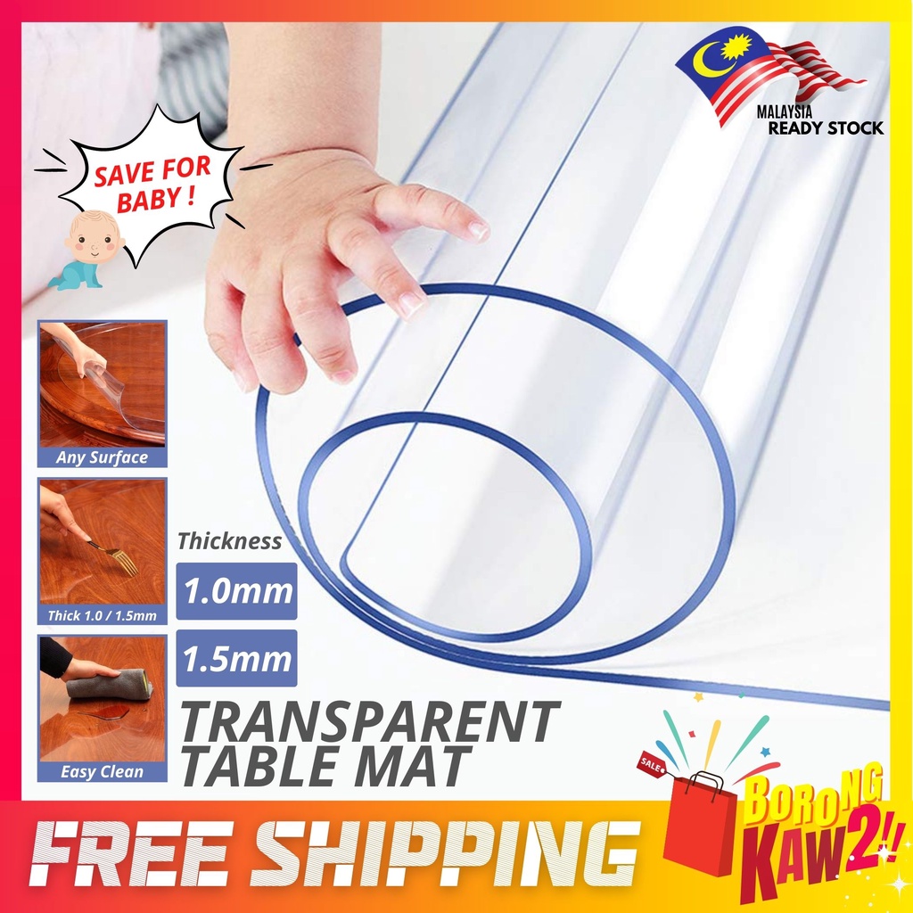 1.0mm / 1.5mm Thickness Transparent PVC Table Mat Clear Oilproof Easy