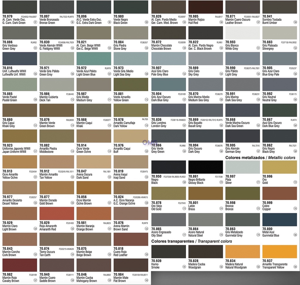 Vallejo Model Color Series 70962 - 70981 17ml Acrylic Paints Acrylic ...