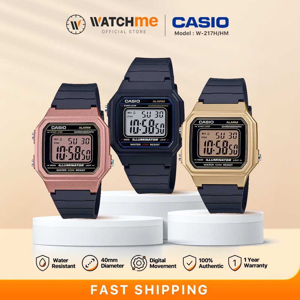 CASIO W217 SERIES Fashion Digital Watch 50m Water Resistant Stopwatch