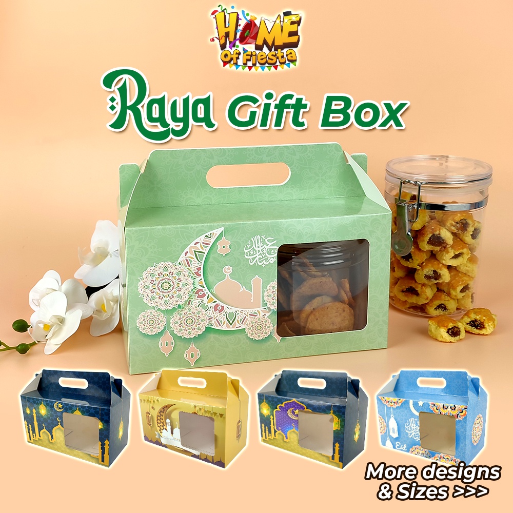 HOFS (1piece) Hari Raya Gift Box Window with Handle Kotak Kuih ...