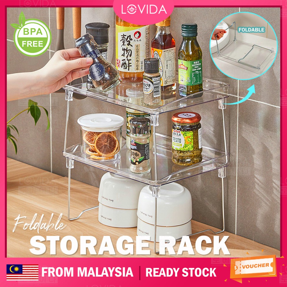 LOVIDA Foldable Transparent Storage Rack Shelf Book Desktop Acrylic ...