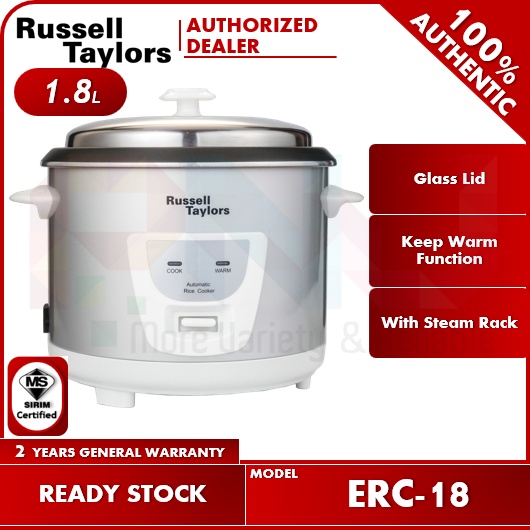 Russell Taylors 1.8L Glass Lid Conventional Rice Cooker ERC18 Shopee