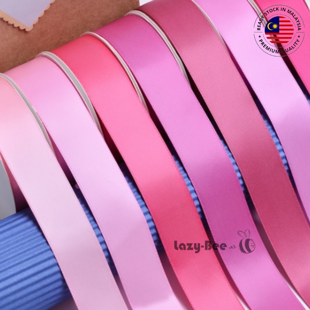 LAZY BEE Red Azalea Pink 5 Meter Premium Double Faced Satin Ribbon Gift ...