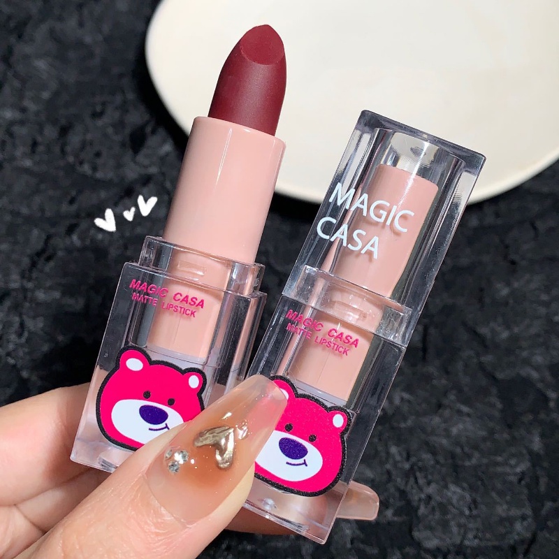 MAGIC CASA Raspberry Bear Lipstick Matte Mist Face Display White Velvet ...
