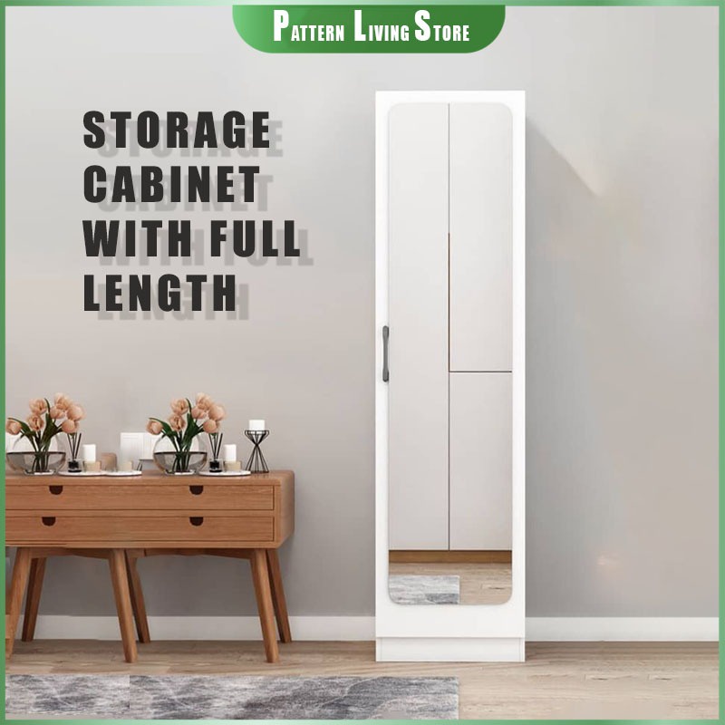 READY STOCK Wardrobe with Full Length Mirror Storage with full length Mirror Shopee