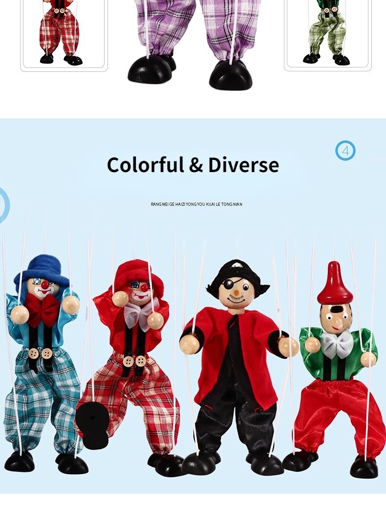 Puppets Pull String Puppet Wooden Doll Handmade Puppeteers Doll ...