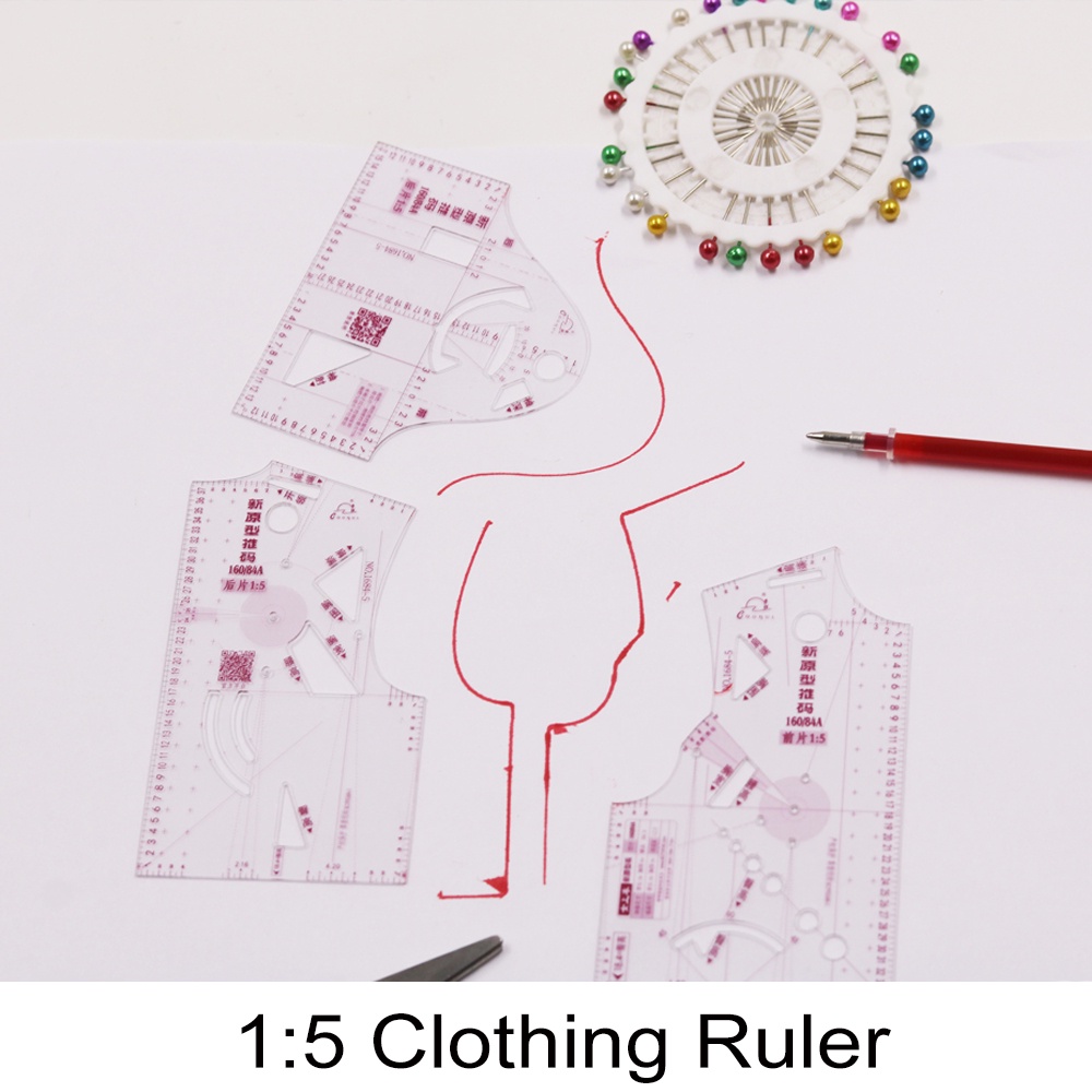 3pcs 1:3/1:5 Fashion Ruler Drawing Tailor Ruler for Clothing Pattern ...