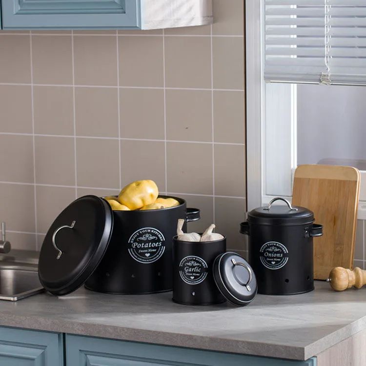 【NordicHome】Antique Potato Onion Kitchen Storage Jar Container Potato ...