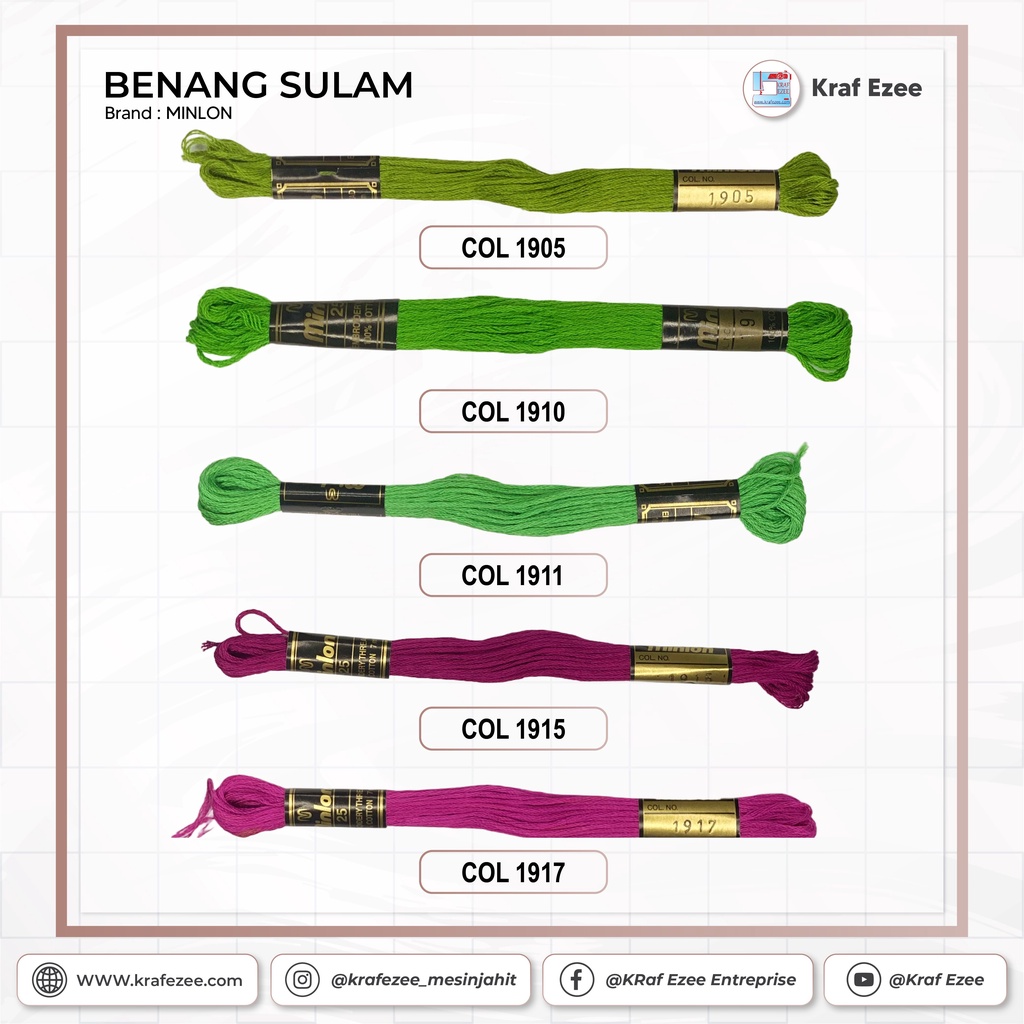 Benang Kait Sulam Cross Stitch Minlon Hand Embroidery Cross Stich Yarns ...