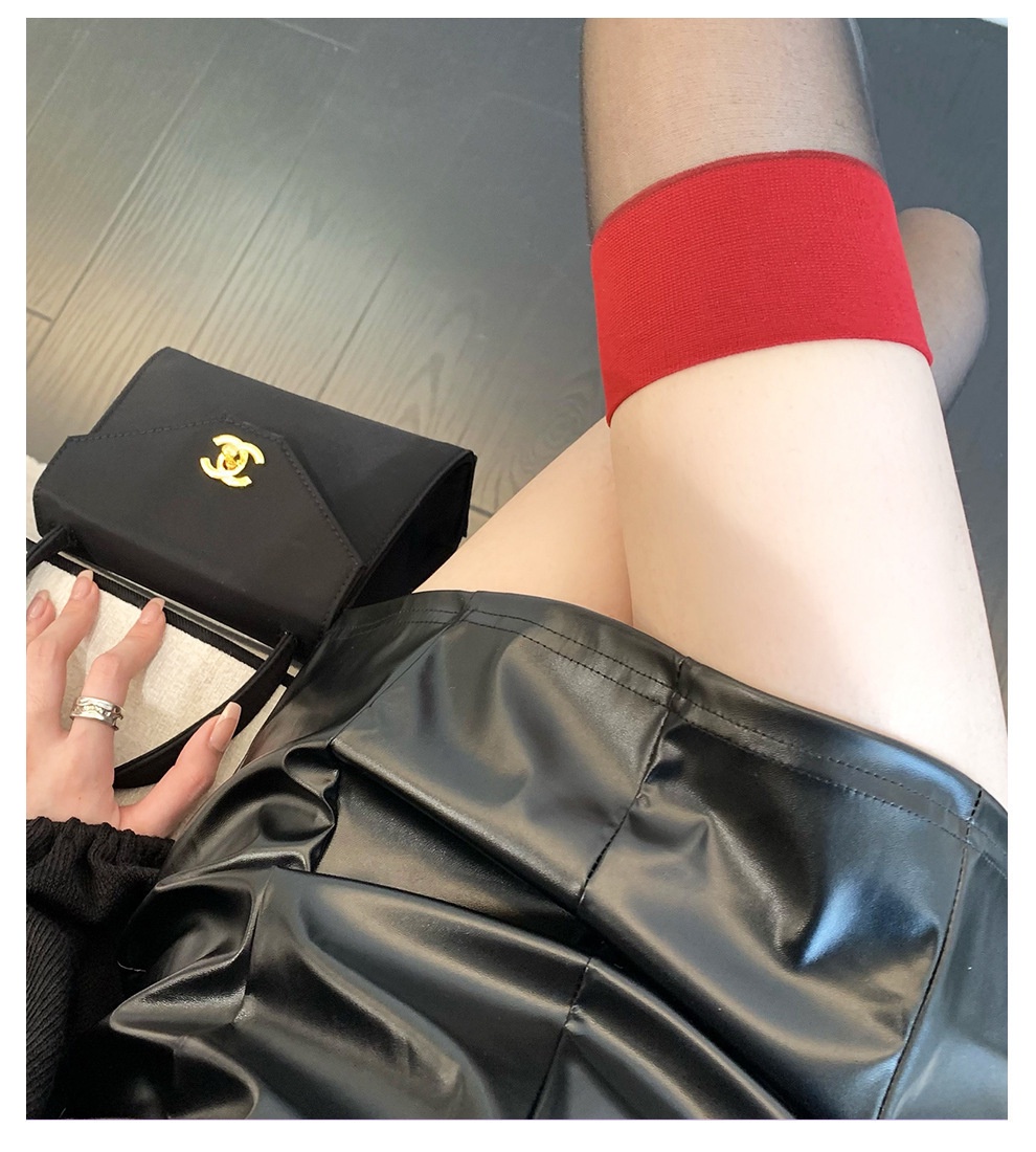 Red lace stockings ins net red sexy red patchwork thigh stockings thin ...