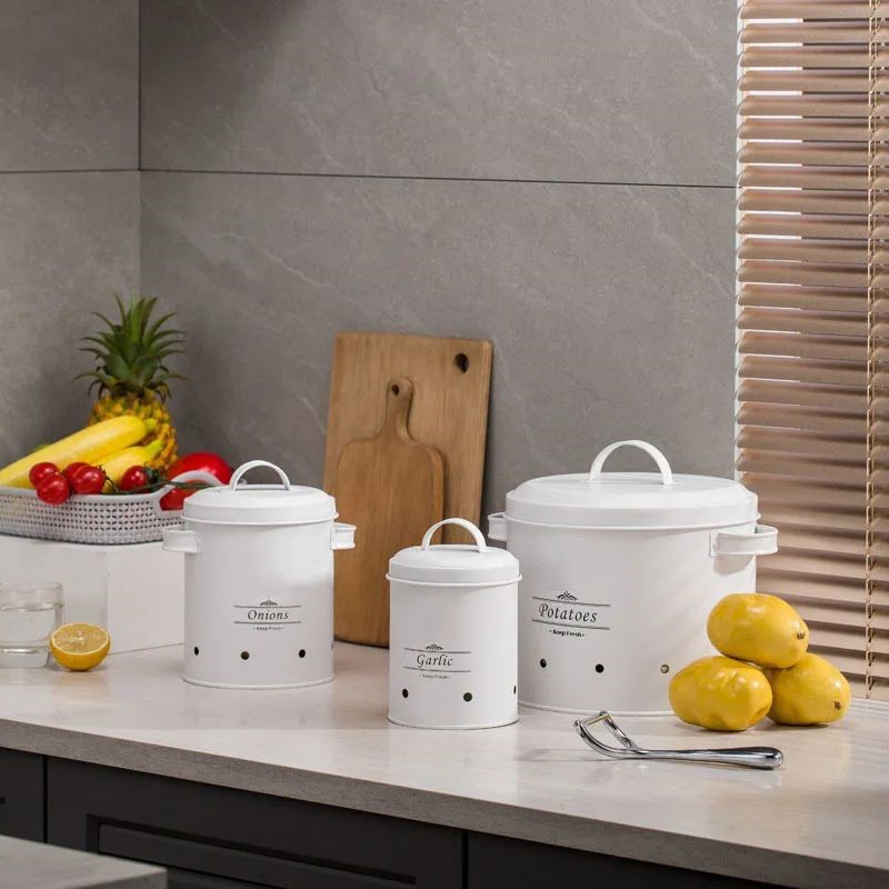 【Woody】 Antique Potato Onion Kitchen Storage Jar Container Potato ...