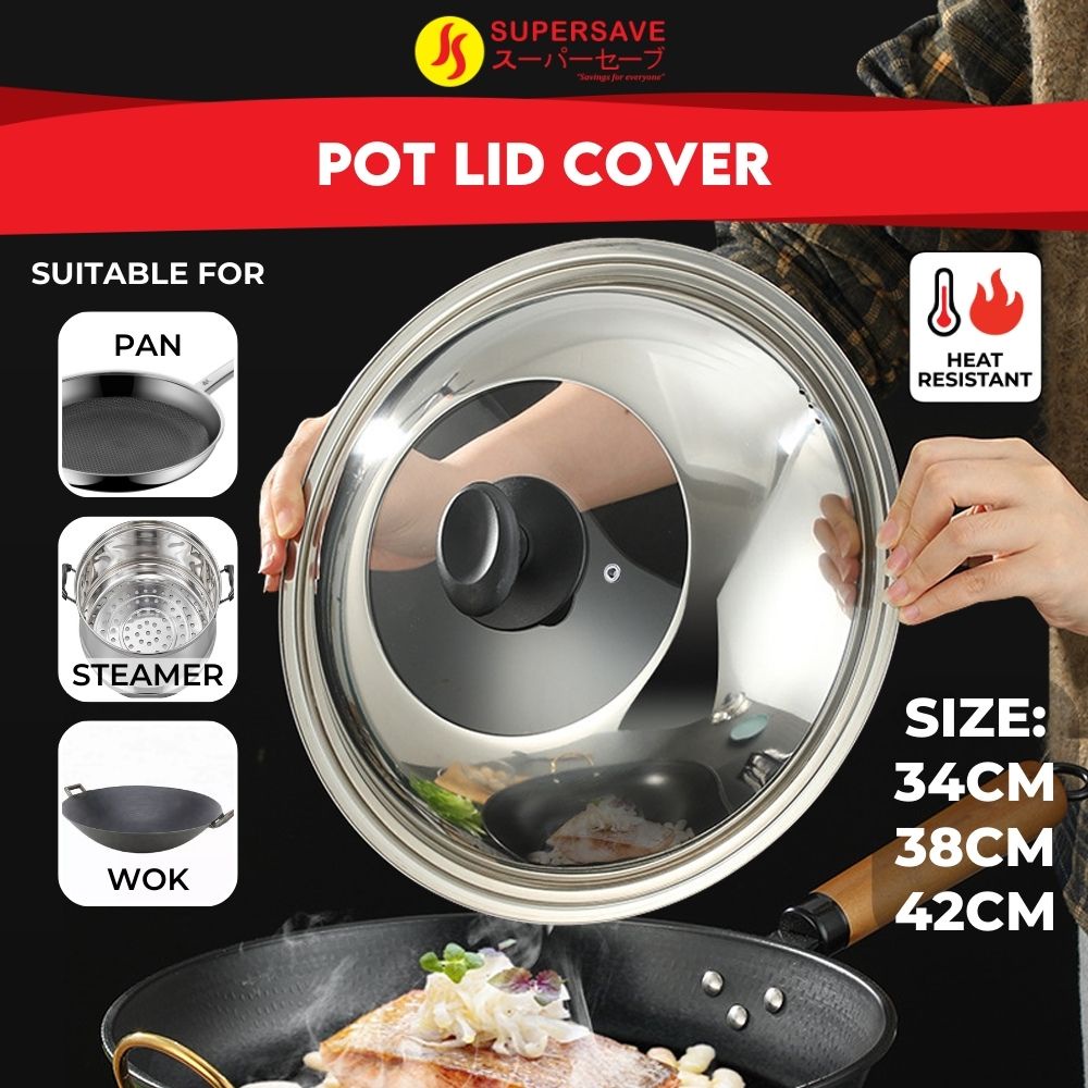 SUPERSAVE 29/32/34/38/42cm Stainless Steel Pot Lid Cover Wok Dome