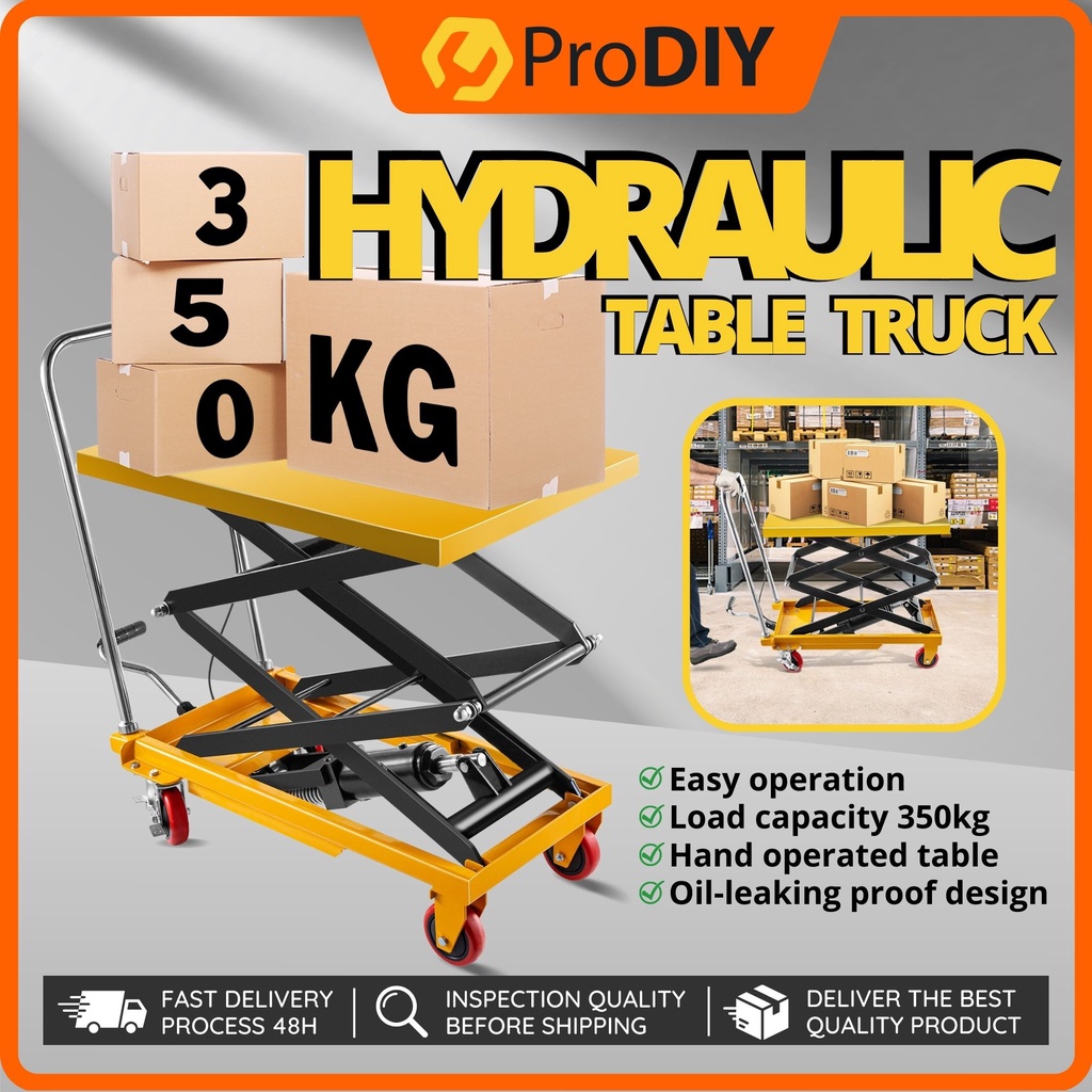 350kg Hydraulic Table Truck Heavy Duty Lift Trolley Troli Hydraulic