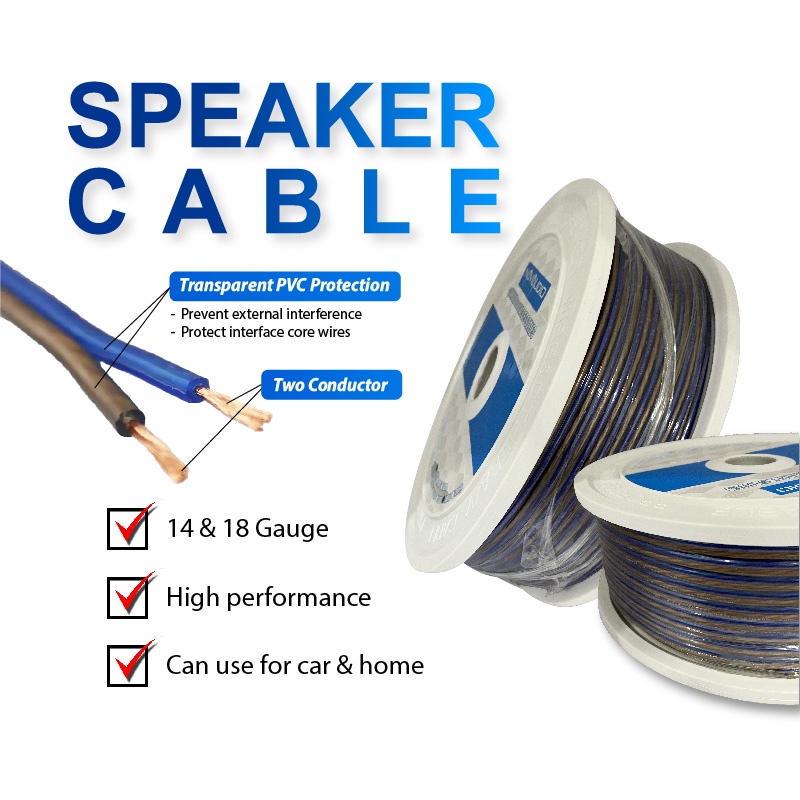 1PC = 1Meter Car Speaker Cable Pure Copper Power AMP Speaker Wire 14GA 18GA Kereta Speaker Wayar