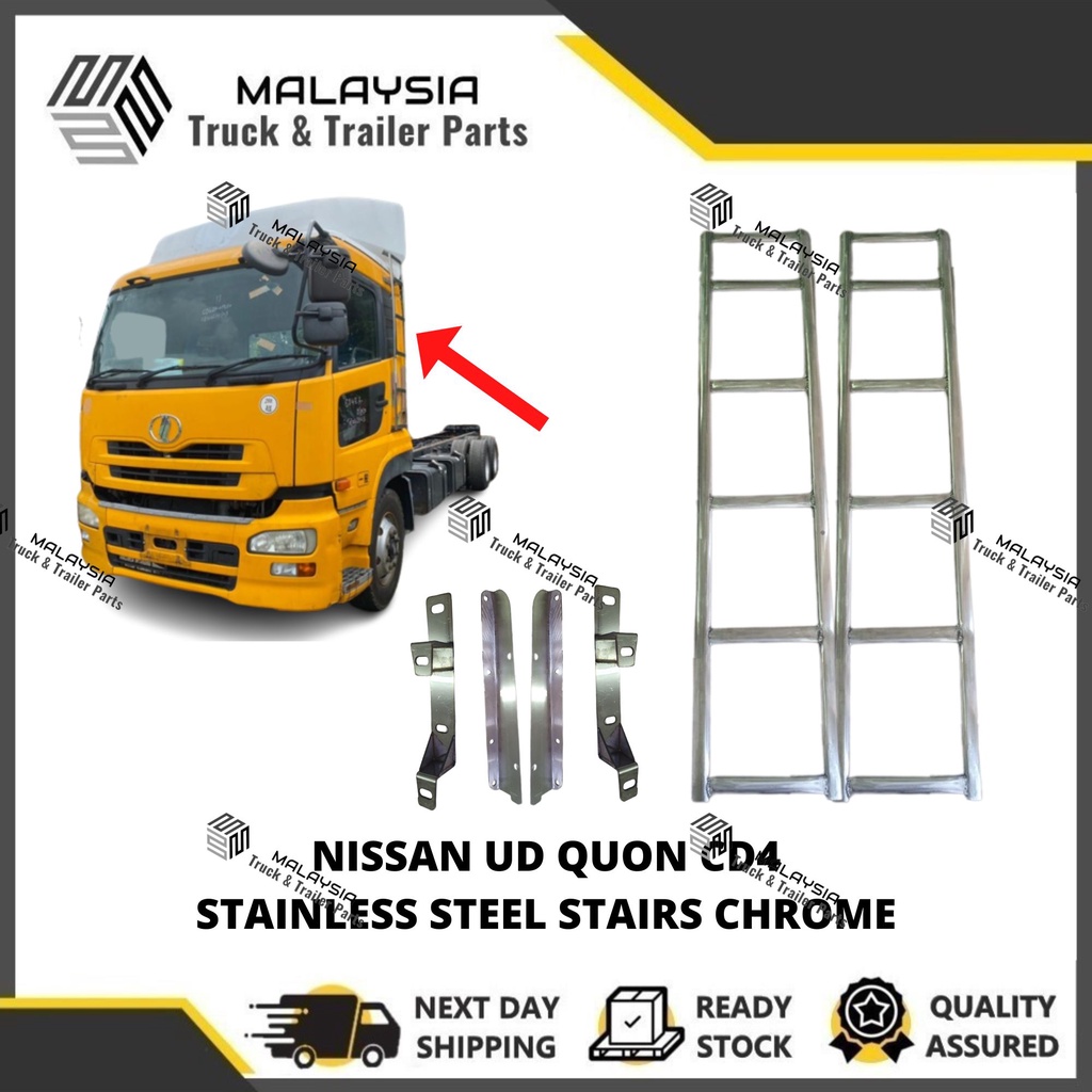 NISSAN UD QUON CD4 STAINLESS STEEL STAIRS LADDER TANGGA CHROME LORI LORRY TRUCK TRAILER