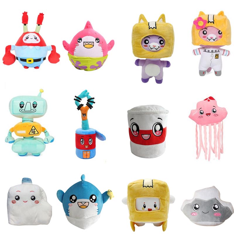 Lankybox BOXY FOXY ROCKY Plush Soft Stuffed Toy Kid Game Figure Plushie ...