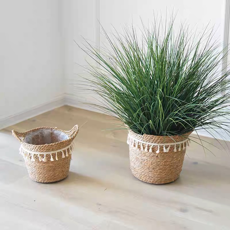 【NordicHome】Tassel Style Nordic Rattan Straw Woven Flower Basket Pot ...