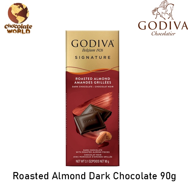 Godiva Signature Roasted Almond Dark Chocolate 90g (Made In Turkey