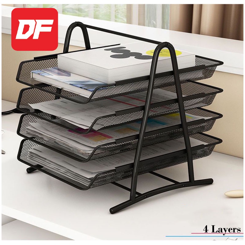 DF.os 4 Layer Public Metal Wire Mesh File Document Letter Paper Tray ...