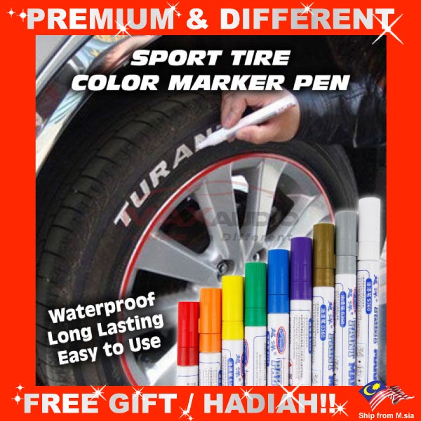 Car Motorcyle Tire Tyre Tayar Wheels Waterproof Touch Up Styling DIY ...