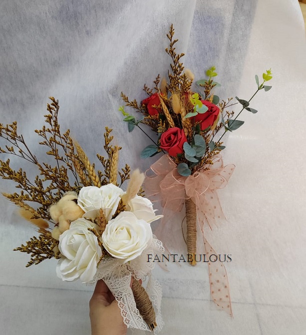 Bunga Tangan Pengantin Soap Rose + Dry Flower Handbouquet Bridal ...