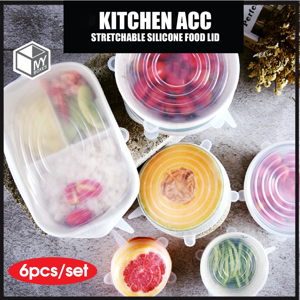MYB 6PCS SET Silicone Stretch Lids Elastic Cover Reusable Food Storage
