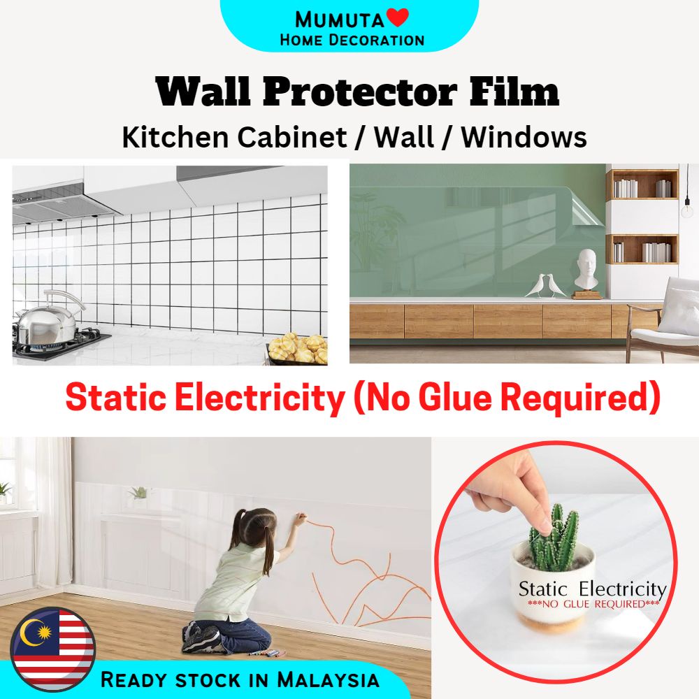 Mumuta 💕 Static Electricity 【GLUE FREE 】60cm Kitchen & Wall Protector