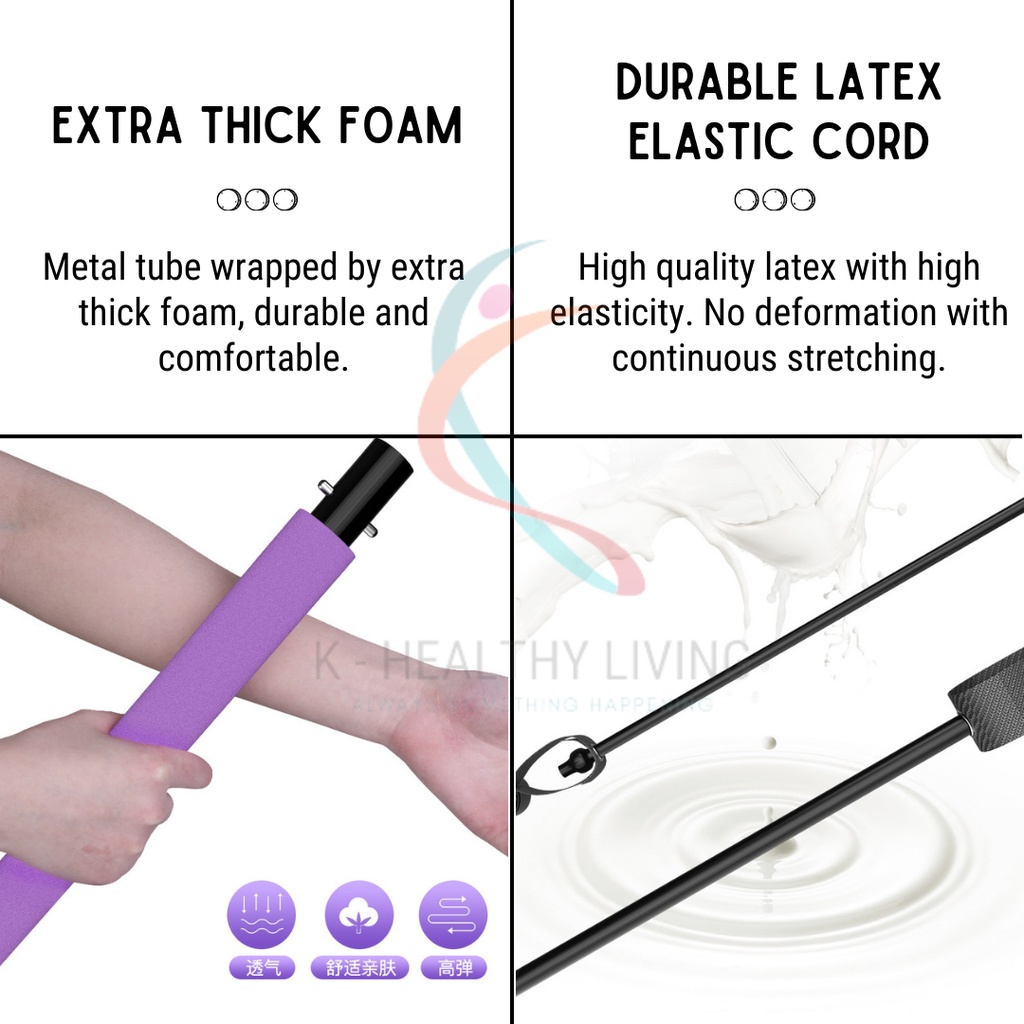 【CLEARANCE!!!】Yoga Pilates Bar /Resistance Bands/ Yoga Pull Rods/ Home ...