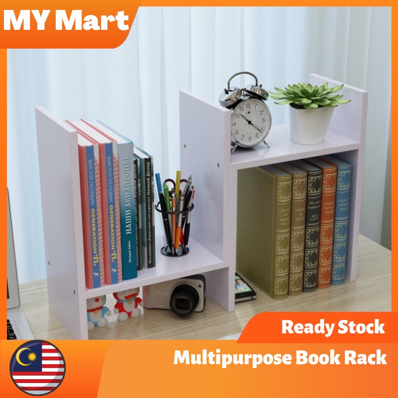 Multipurpose Book Rack Shelf Organizer Adjustable Wood Design Shelves