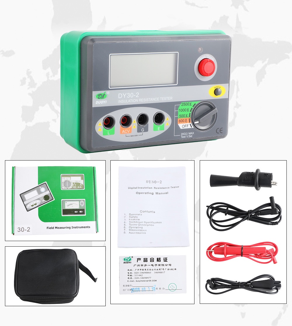 Isolationswiderstandsmessgerät VC4105A – Erdungstester 200/2000Ω, 200V AC, Überlastschutz, LCD