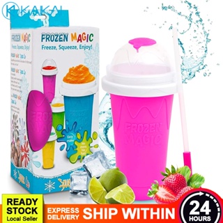 Slushy Ice Cream Maker Squeeze Peasy Slush Quick Cooling Cup Summer Cooler  Silicon Bottles (Pink)