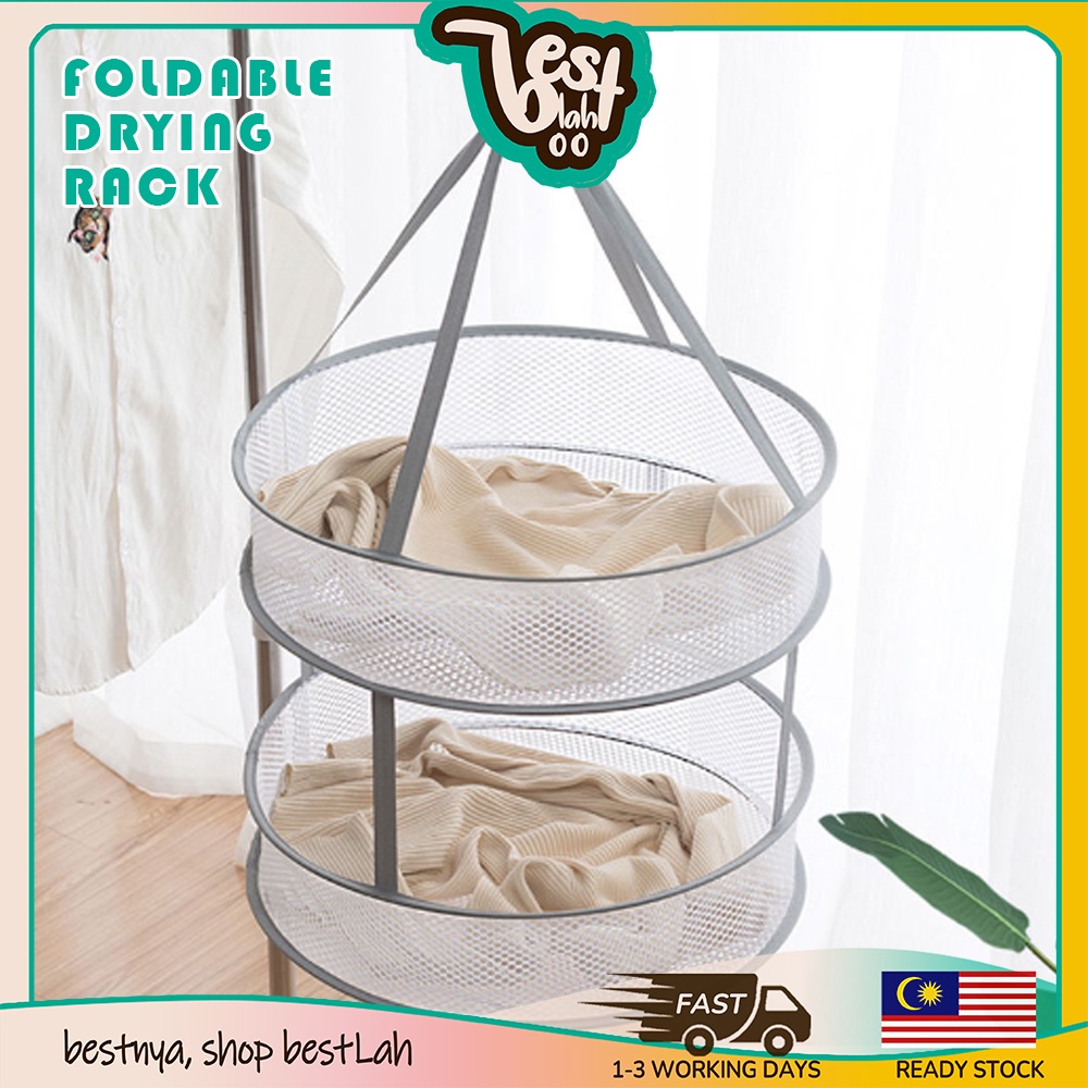 BESTLAHH Laundry Hanging Drying Net Clothes Rack Collapsible Foldable ...