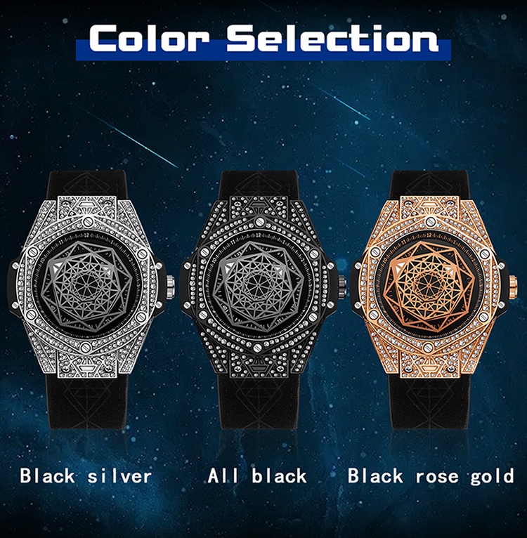 Sanda Diamond Geometry Large Dial Luminous Luxury Automatic Watch Gift ...