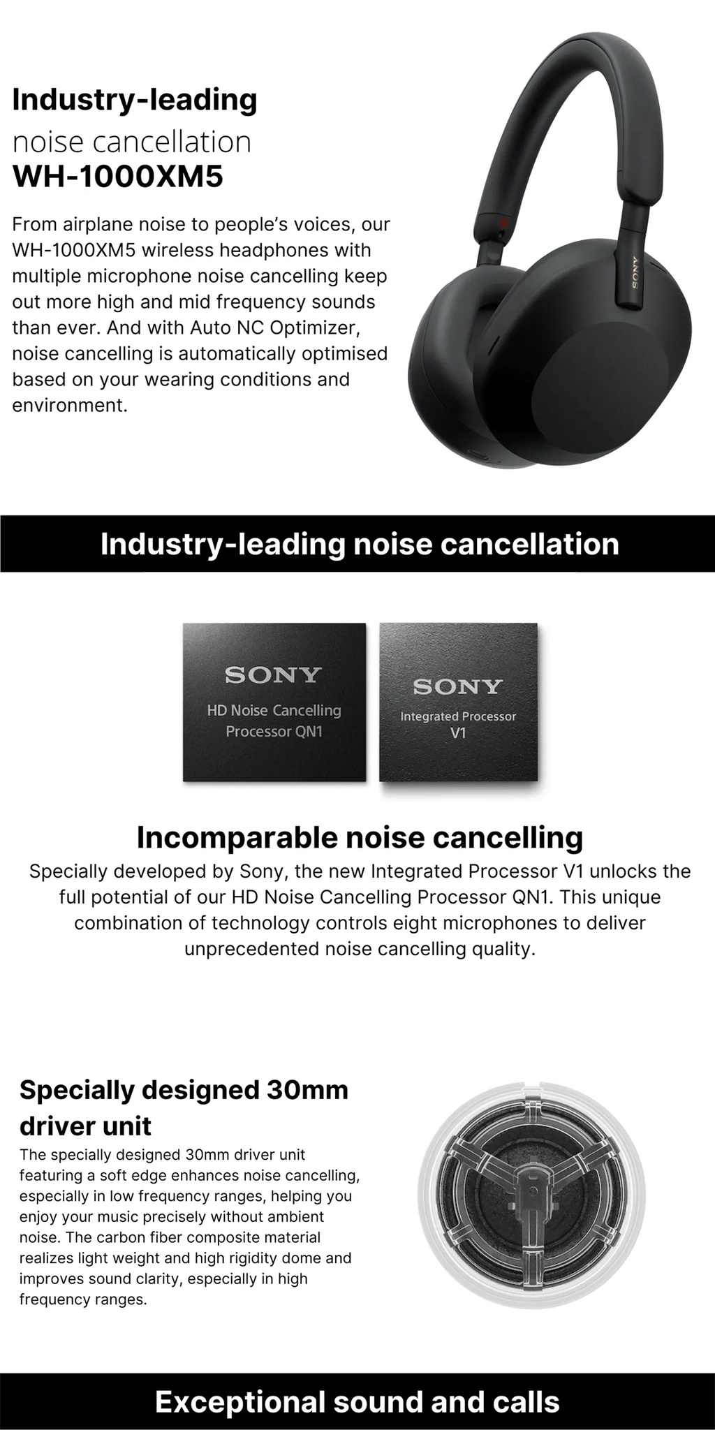 Sony OverEar Wireless ANC Noise Cancelling Headphones WH1000XM5 Smoky